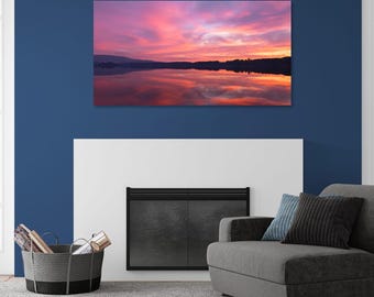 Gladhouse Reservoir Sunset Print: Vibrant Firesky Nature Photography