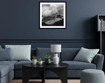 Langdale Pikes Print: Black and White Lake District Landscape Photography