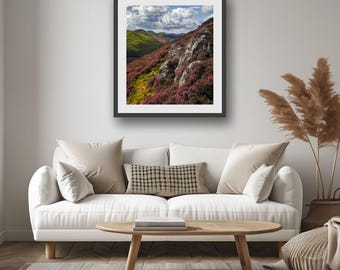 Pentland Hills Photography Print: Scotland Heather Landscape Art