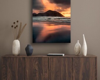 Wharariki Beach Sunset Print: New Zealand Landscape Photography.