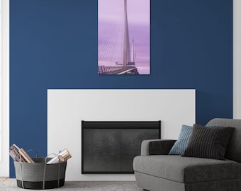 Queensferry Crossing Print: Pink Winter Sunset, Firth of Forth