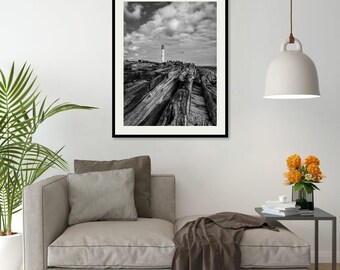 Barns Ness Lighthouse, Aged, Seascape, Photography Print, Lighthouse,