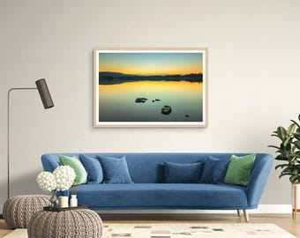 Gladhouse Reservoir Sunset Print: Tranquil Water Reflection Art