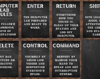 Rustic Computer Lab Posters | Shabby Chic Classroom Decor | Instant Digital Download | Printable Teacher Signs