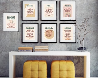 Boho Computer Lab Posters | Editable Classroom Decor | Teacher Digital Download | Custom Name Printable Signs