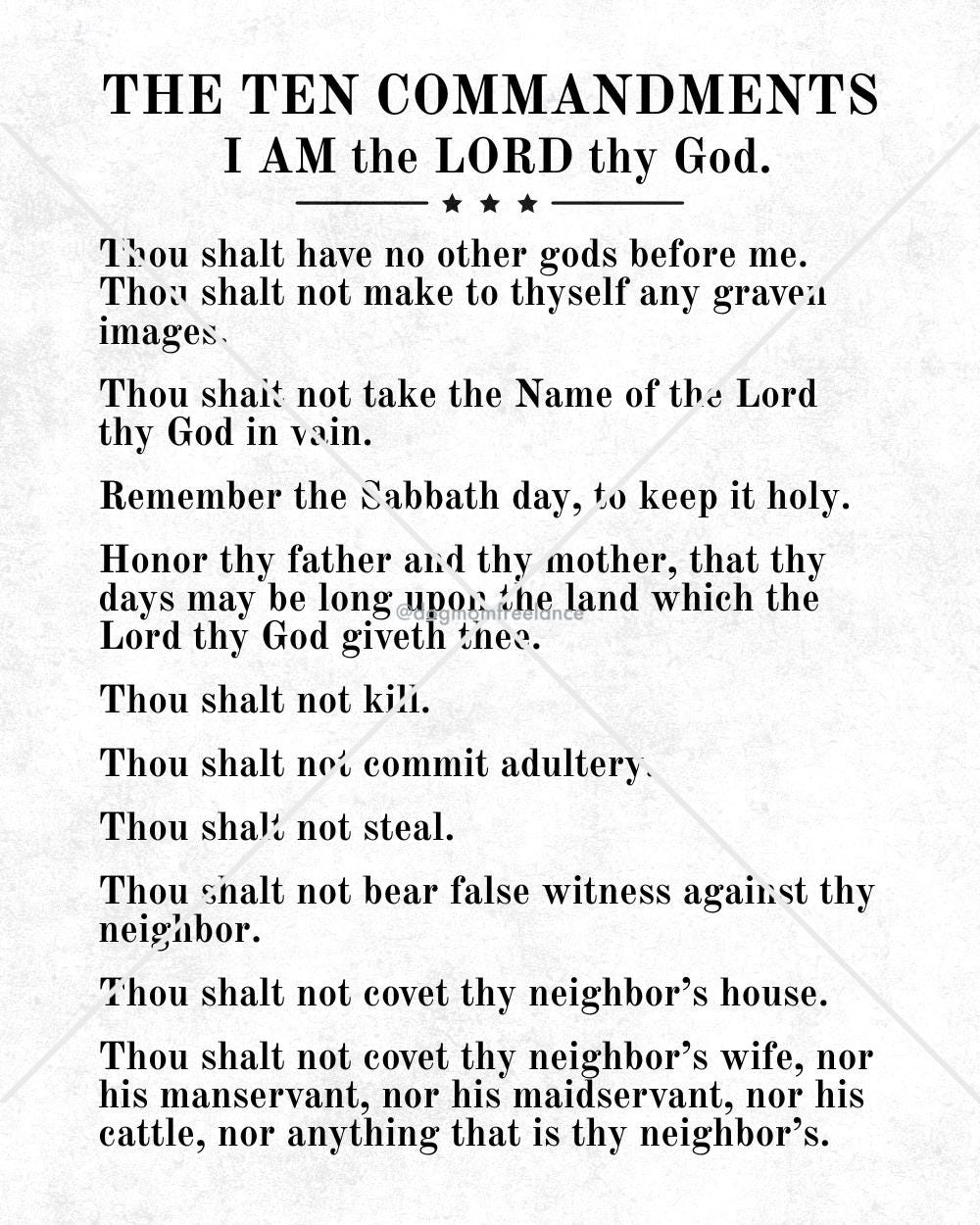 16×20 Ten Commandments Classroom Poster - 3 Design Options for Texas ...