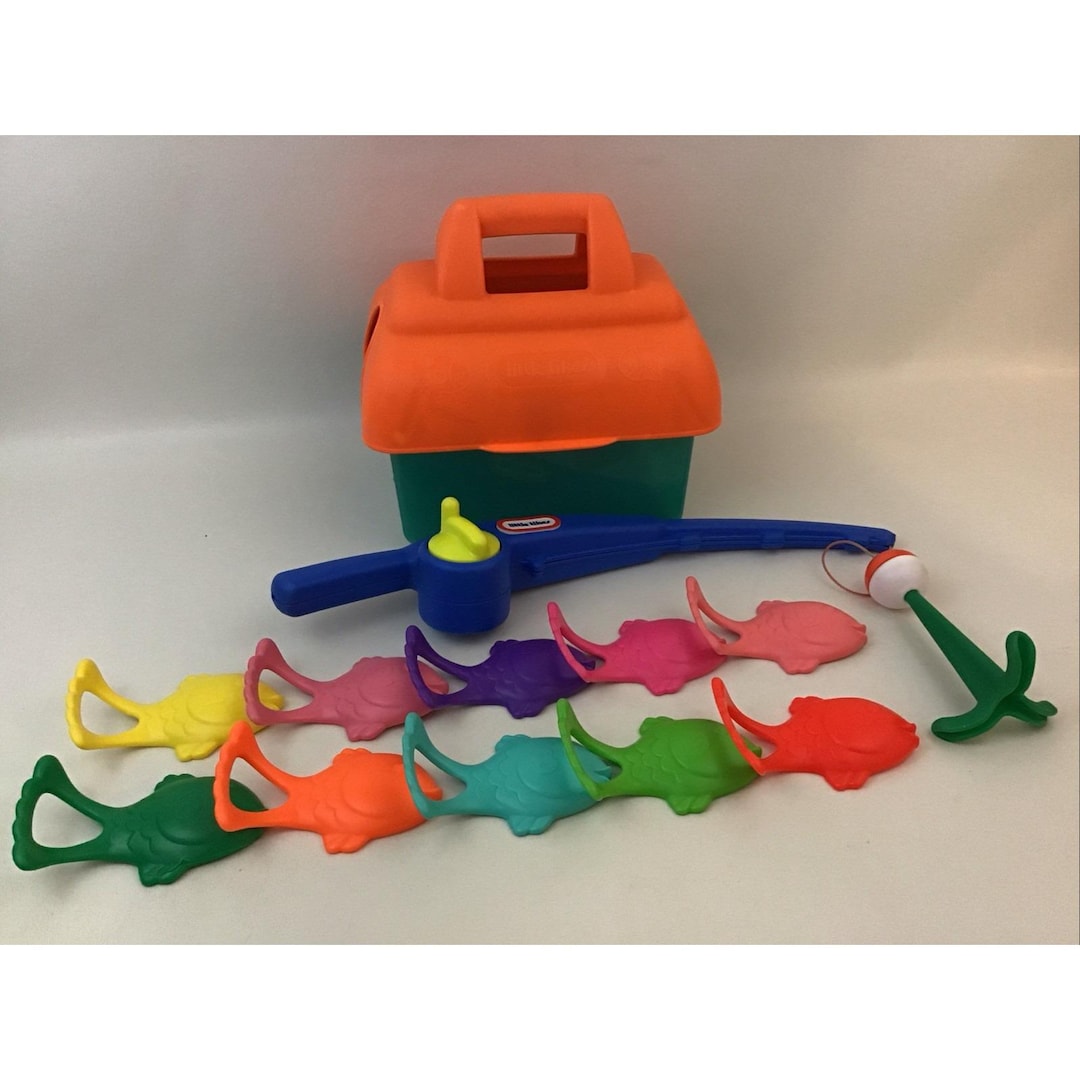 Little Tikes Cast & Count Fishing Rod Pole Tackle Box 10 Numbered Fish ...