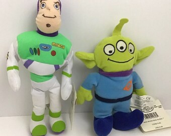 Toy Story Lot Buzz and Alien Bean Bag Plush Toys Disney Store New Vintage