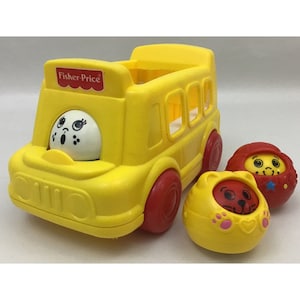 Fisher Price Roll Around School Bus 1995 Includes 2 Rolling Ball Figures #1112