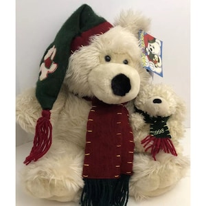 Callie & Friends Plush Ivory Teddy Bear Plush Holding A Baby Bear 1998 Tags
