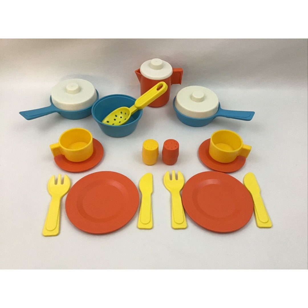 Fisher Price Kitchen Set Utensils Plates Cups Pans 1979 Salt & - Etsy