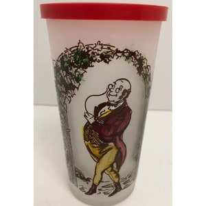 Hazel Atlas Charles Dickens Mr. Pickwick Tumbler Vintage W Lid