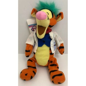 Disney Store Mad Scientist Tigger 9&quot; Mini Bean Bag Tags Vintage 1990s