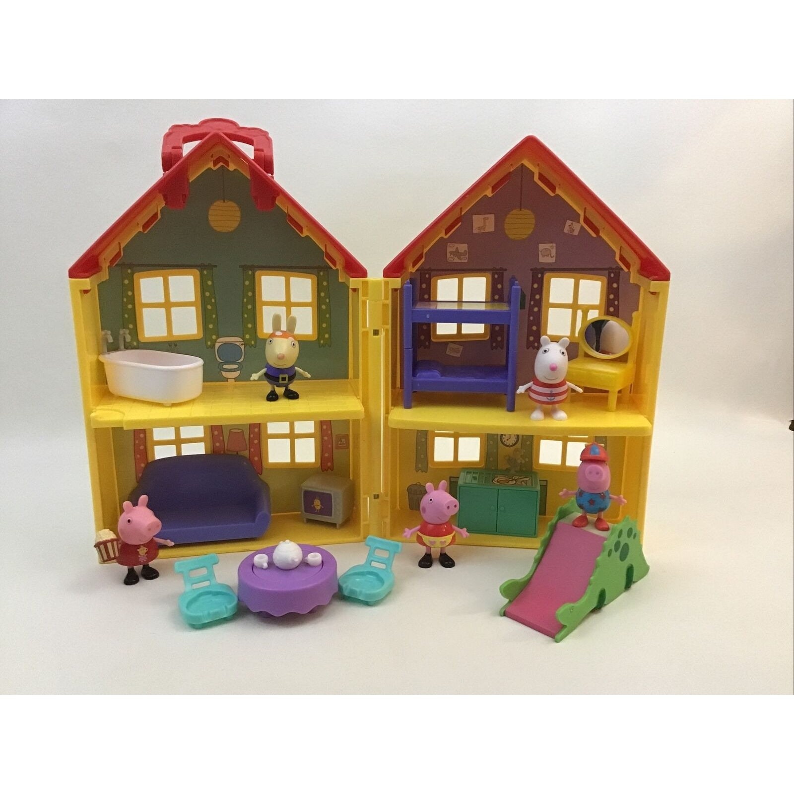 Dollhouse Made From Various Wooden Characters Background, Peppa