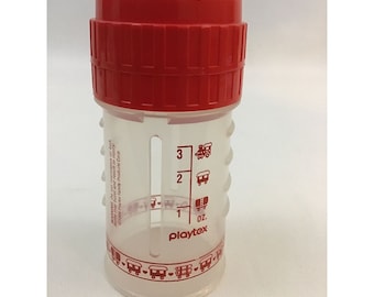 Playtex Baby Bottle Red Design Drop Ins Ounce Nipple Cap Bag Vintage 1994