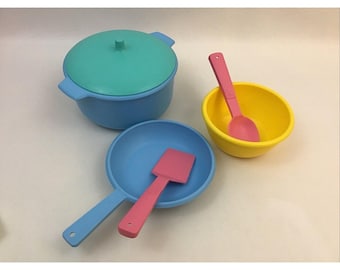Little Tikes Party Ware Play Set #4285 Replacement Pans Bowl Lid 1996 Vintage