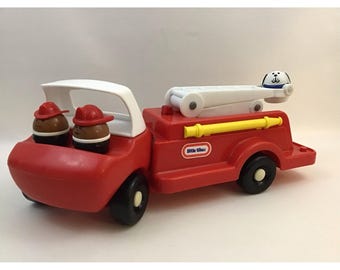 Little Tikes Toddle Tots Toy Firetruck 4pc Lot with Figures Vintage 80s Lot A