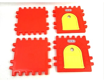 Bloques de waffle pequeños Little Tikes, repuesto de castillo, 2 puertas, puerta, 2 piezas rojas sólidas