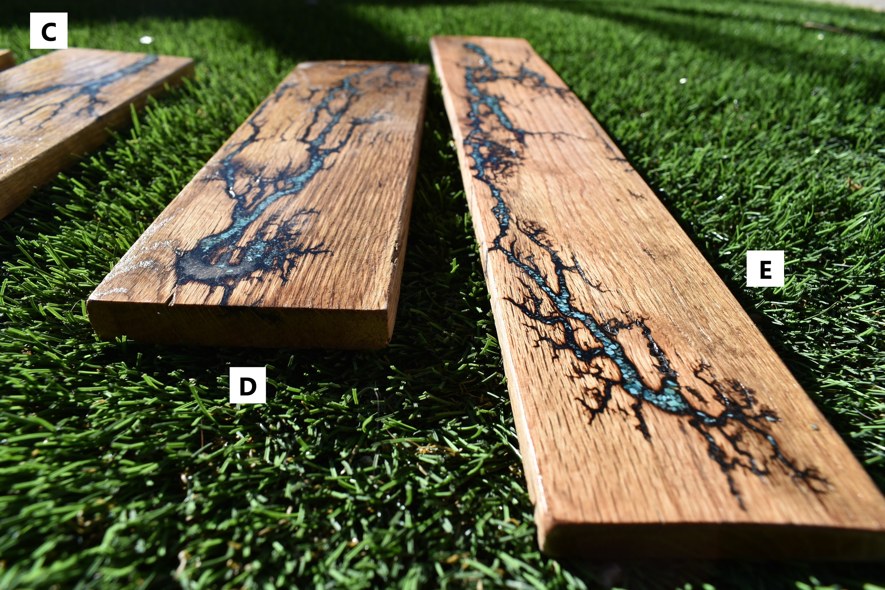 Lichtenberg Burned Wood Planks-shelf/shelves-wall Art-turquoise Mineral ...