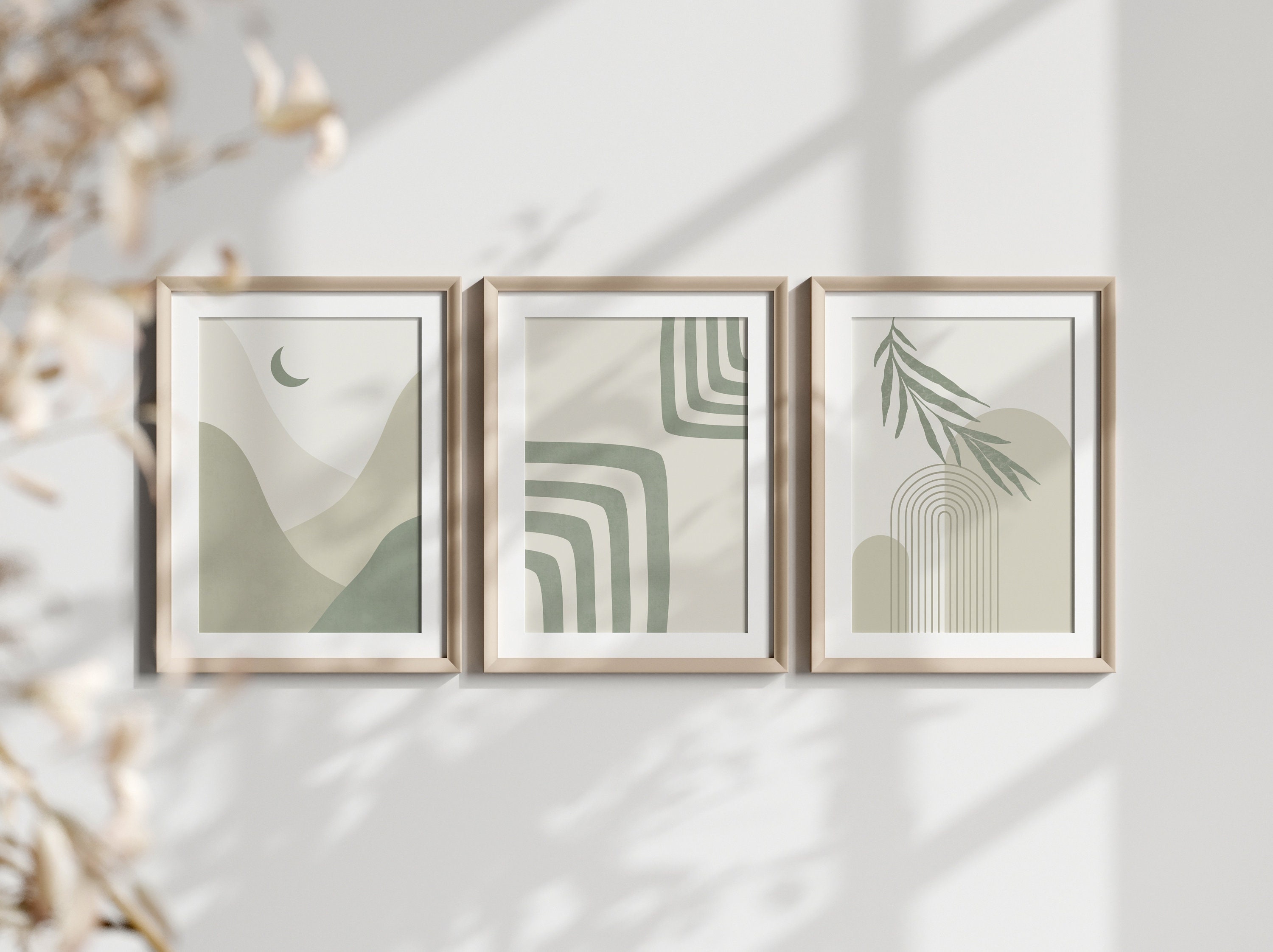 Sage Green Boho Wall Art Set of 3 – Transform Your Space with Timeless ...