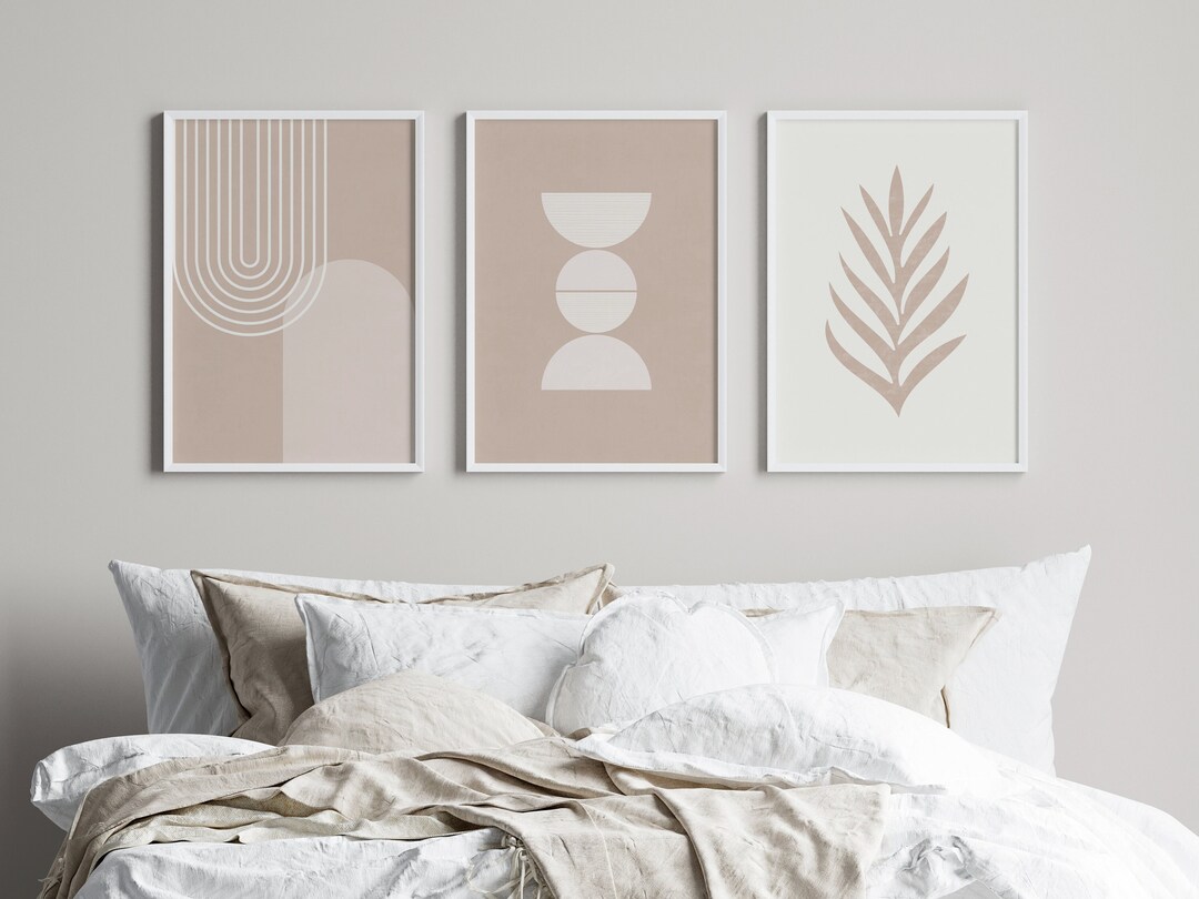 Neutral Minimalist Wall Art Print Set of 3, Abstract Mid Century Modern ...