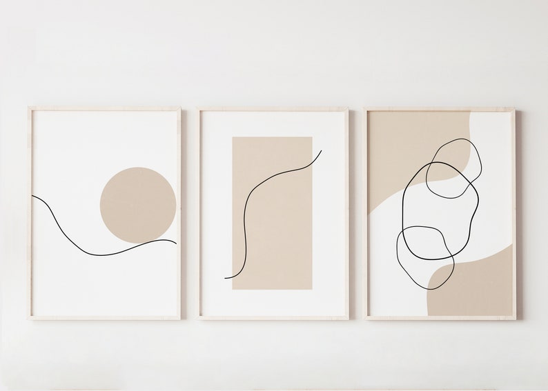 SET OF 3 Minimalist Wall Art Prints Abstract Printable Art - Etsy