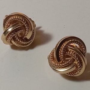 Henkel & Grosse 1968  Knot Clip-On Earrings Gold Tone Authentic Signed From Germany