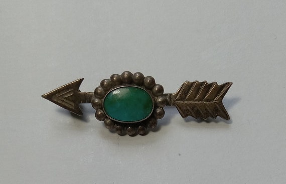 Vintage Old Pawn Turquoise Sterling Silver Arrow … - image 2