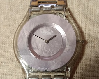 Vintage 1999 Swatch Womens Watch- Paved in Silver Mother of Pearl Vintage 1999 Swatch Womens Watch- Paved in Silver Mother of  main image 2