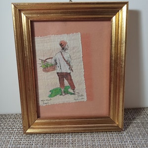 Framed Papyrus Paper Art from Corso Umberto Taormina Sicily