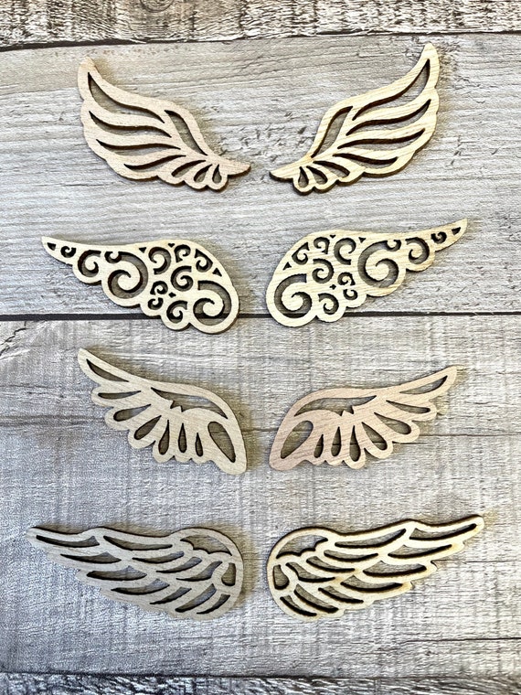 Wood Angel Wings Decorative Embellishments for Crafts, Scrapbooking, Mixed  Media or Card Making 