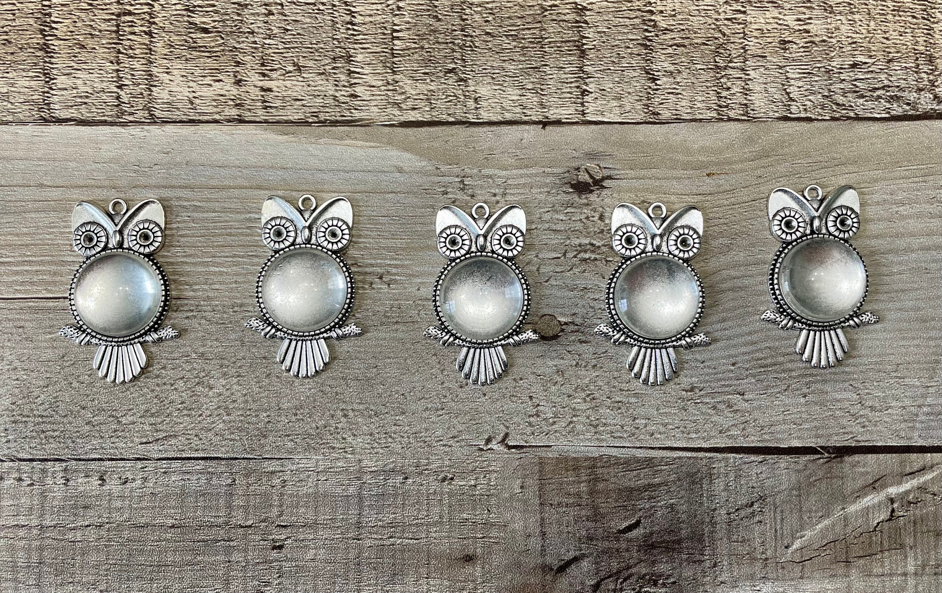 Metal Owl embellishment set, cabochons, pendants, charms ~ Assortments in antique bronze and silver