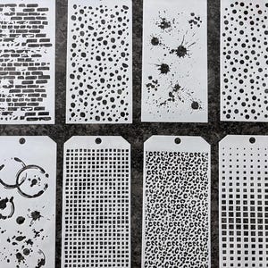 Set of 8 patterned Stencils with a storage ring *NEW DESIGNS