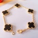 Black & Gold Four Leaf Clover Bracelet,18K Gold Plated , Stainless Steel Bracelet - A Special Gift For your Loved Once