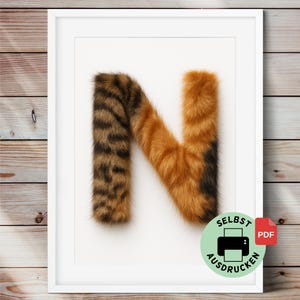 Letra N de pelo de gato – Fotomural con estampado de pelo – Descarga digital en PDF