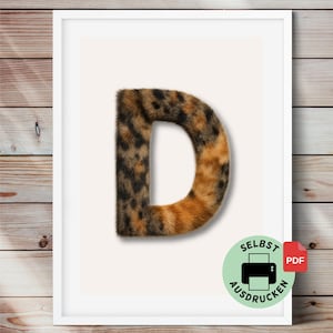 Buchstabe D aus Katzenfell – Wandbild mit Fellmuster - Digitaler Download als PDF