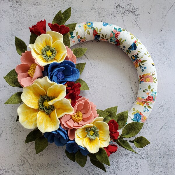 Felt Flower Wreath Etsy