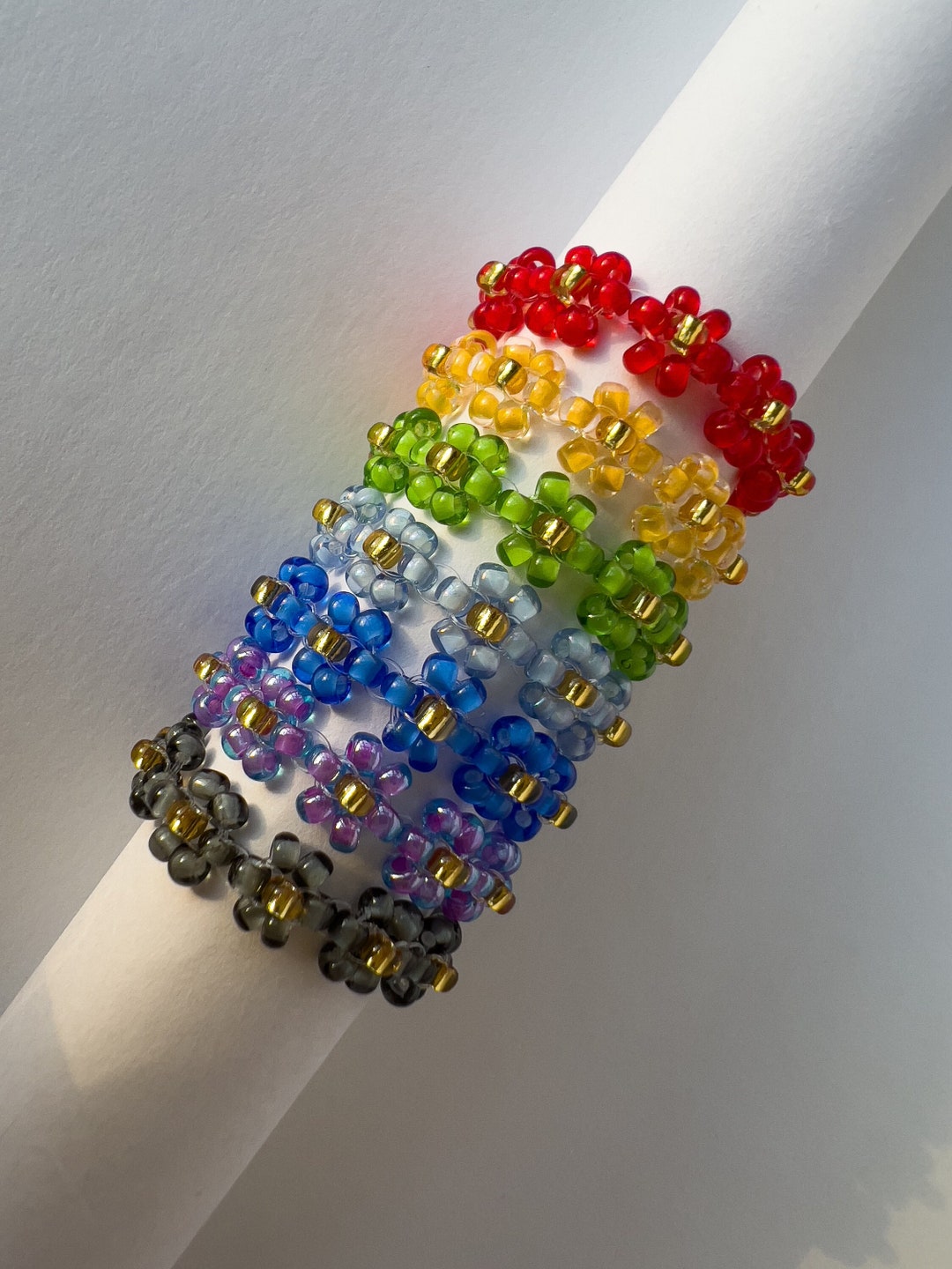 Beaded Rainbow Flower Drop Earrings main image 1