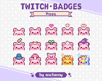 Pig Faces with Hats Pixel Art Sub/Bit Badges for Twitch (Digital Download)