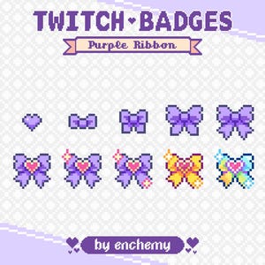 Purple Ribbon Magical Girl Pixel Art Sub Badges or Bit Badges for Twitch (Digital Download)