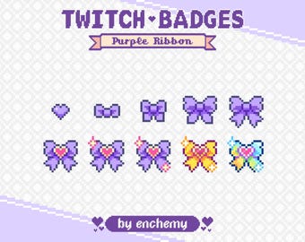 Purple Heart Ribbon Pixel Art Twitch Badges (Digital Download)