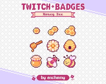Honey Bee Pixel Art Sub/Bit Badges for Twitch (Digital Download)