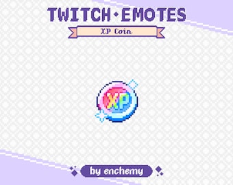 Rainbow XP Coin Pixel Art Channel Point Icon for Twitch or Discord (Digital Download)