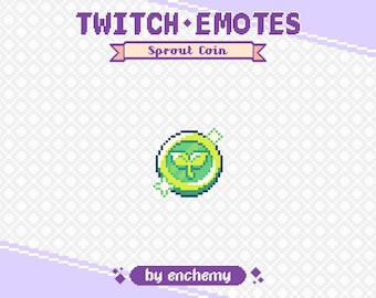 Green Sprout Coin Pixel Art Channel Point Icon for Twitch or Discord (Digital Download)