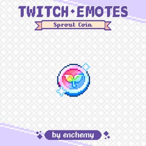 Rainbow Sprout Coin Pixel Art Channel Point Icon for Twitch, Rainbow Plant Coin Emote, Leaf Coin Icon, 8-bit Retro Style, Seedling Money