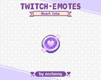 Purple Heart Coin Pixel Art Channel Point Icon for Twitch or Discord (Digital Download)