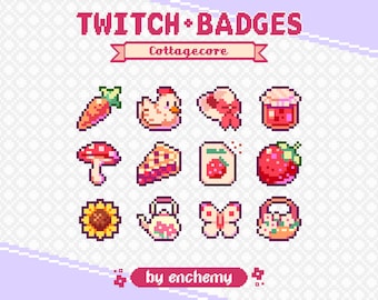 Cottagecore Aesthetic Pixel Sub Badges for Twitch, Farm Cottage Bit Badges, Premade Pixel Art for Your Streaming Channel