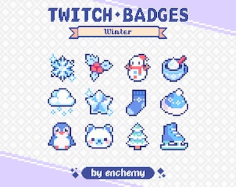 Winter Pixel Art Sub/Bit Badges for Twitch (Digital Download)