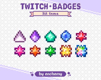 Extra Pixelated Bit Gem Stone Pixel Art Sub / Bit Badges for Twitch (Digital Download)