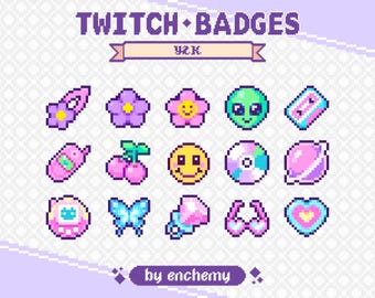 Retro Y2K Pixel Art Sub/Bit Badges for Twitch (Digital Download)